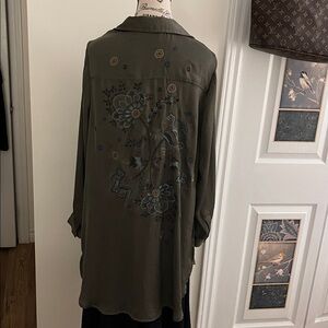 DC Olive Green Longline Button-Down Shirt